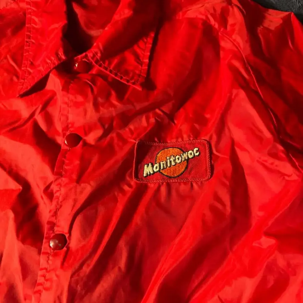 Vintage Swingster Manitowoc Red Snap Button Coaches Jacket Size L